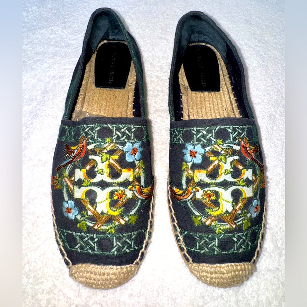 Tory Burch Beaded & Embroidered Canvas Espadrille.